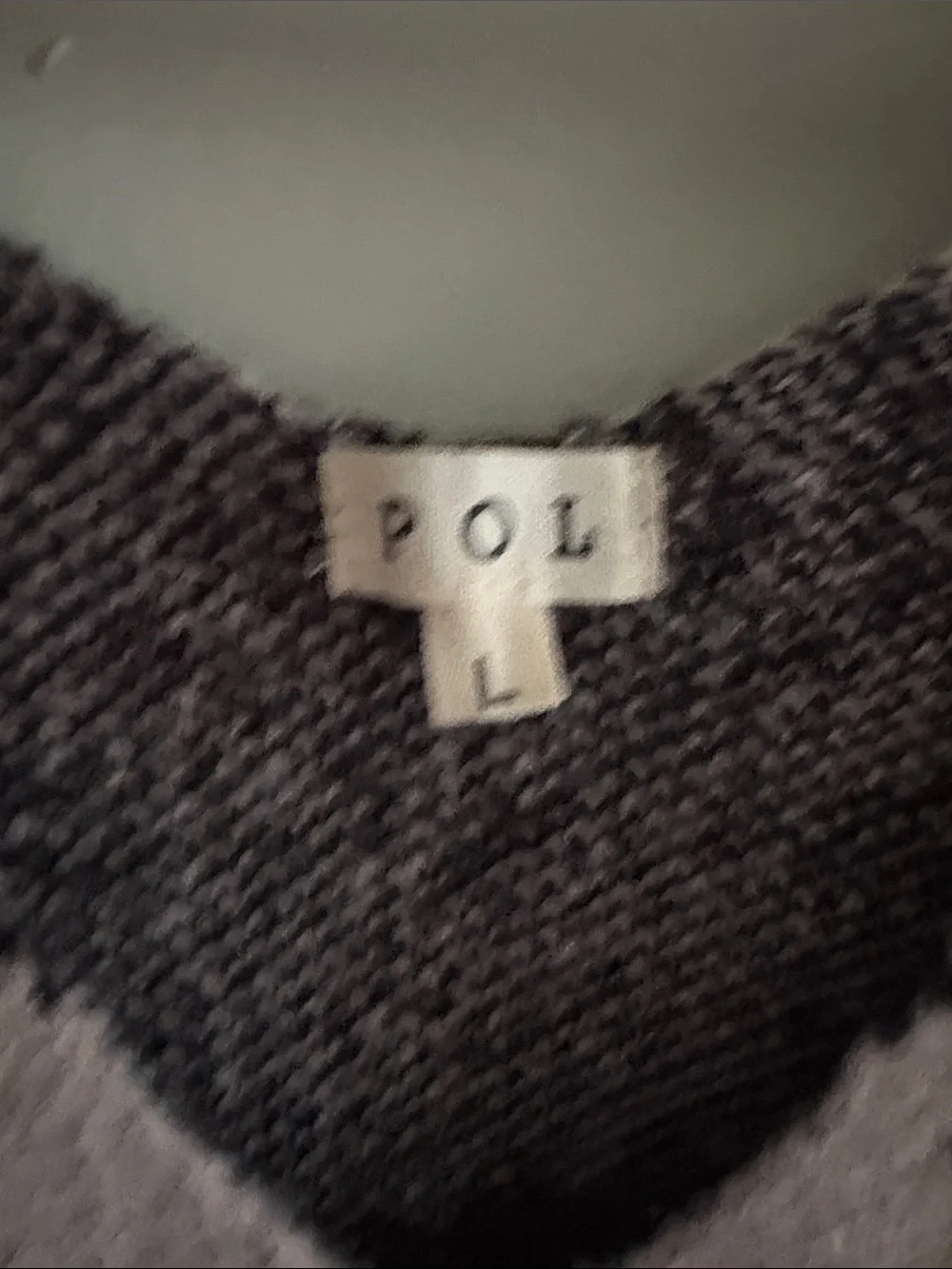POL Neutral Beige and Black Aztec V-Neck Sweater L
